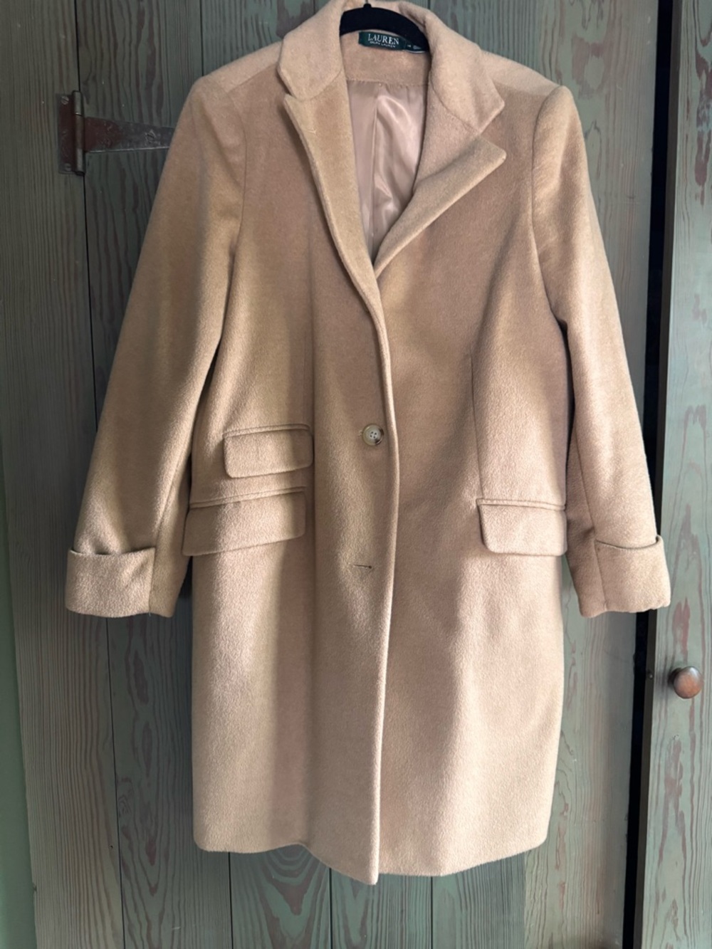 Ralph Lauren Cream Single-Button Wool-Blend Trench Coat
